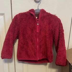Primary Fuzzy Raspberry Kids Puffer Jacket